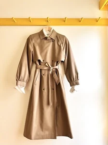 Vintage 80s RAMOSPORT Paris khaki snap trench w/ removable wool plaid lining M - Picture 1 of 15