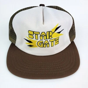 80's Vintage Star Gate Trucker Hat Snapback Mesh Back Brown White Never Worn NOS - Picture 1 of 5