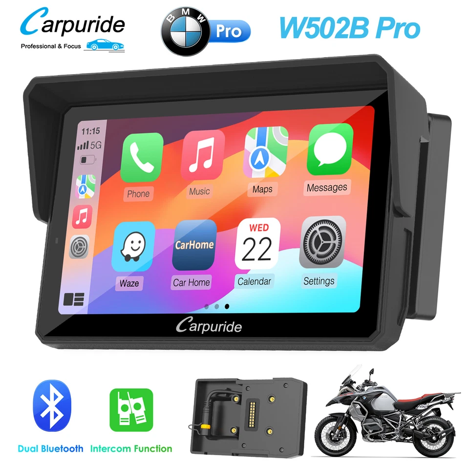 Carpuride W502B Pro Autoradio Carplay Android Auto BT Trans Wasserdicht BMW Moto - Bild 1 von 4