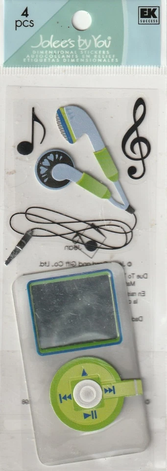 Jolee's by You 3-D Stickers iPod HEAD PHONES Music Theme 84786 Fast FREE ship! - Image 1 of 1