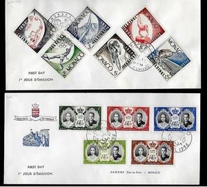 AU76 Monaco Helsink &  Royalty 2  F.D.C.s  1950s Scott#s 295-300 366-370 - Picture 1 of 1