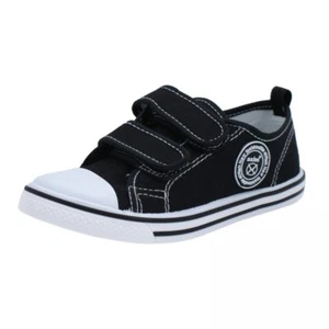 NEW BOYS LEATHER INSOLES BLACK NAVY TRAINERS SNEAKERS SCHOOL PLIMSOLLS SHOES UK - Picture 1 of 20