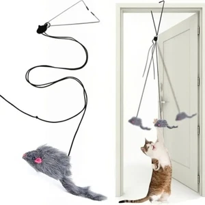 Cat Kitty Teaser Toys Retractable Door Hanging Mouse Interactive Pet Wind Plush - Picture 1 of 7