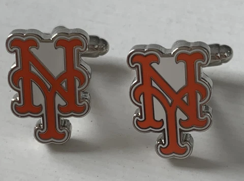 Rare New York Mets Orange & White Enameled Cufflink   MLBP 2010 Baseball Cover