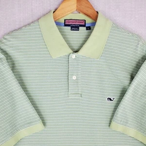 VINEYARD VINES Size Large Mens Green Striped Polo Shirt 100%  Pima Cotton Golf - Picture 1 of 14