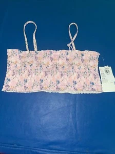 Old Navy Girls Swim Tankini Bathing Suit Top Tube top gathered pink Tween sz 14 - Picture 1 of 7