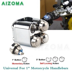Chrome 4 Button Motorcycle Control Switches For Harley Dyna Vrod 25mm Handlebar - Picture 1 of 8