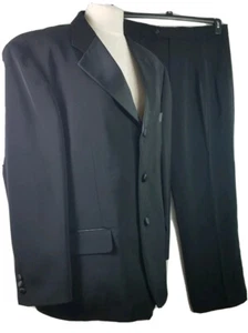 Elegante Black Tuxedo Formal Wedding Suit Classic Style Satin Trim Size 44S/38S - Picture 1 of 12