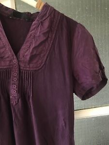 M&S  Size uk 14 Black Berry top  Short Sleeve With Trim Jersey Blouse