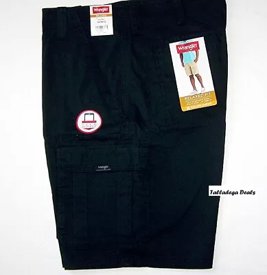 Men's Wrangler Relaxed Fit Cargo Shorts w/ Stretch Black Tech Pocket ALL SIZES - Image 1 of 4