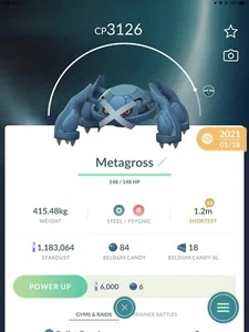 Trade Metagross - Pokemon Metagross GO - Pokémon GO Metagross 3000CP+ Rare - Bild 1 von 3