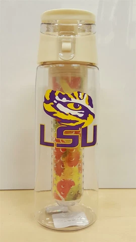 LSU Tigers Water Bottle Flavor Infuser Clear 20 oz Cover