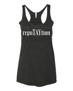 RepuTAYtion Women's Triblend Racerback Tank Top Black  - Picture 1 of 2