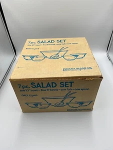 Nuevo juego de ensaladas vintage de vidrio Indiana de 7 piezas. Cristal 0401. - Imagen 1 de 2