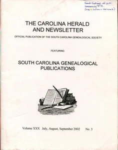 Carolina Herald and Newsletter Julio-Septiembre 2002 Historia de la Genealogía de Carolina del Sur - Imagen 1 de 2