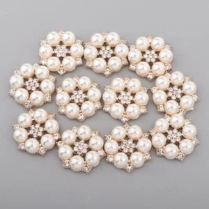 10 Pieces Clear Alloy Crystal Flatback Buttons With - Picture 1 of 15