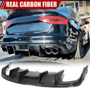 REAL CARBON For Audi A4 S-line S4 B8.5 2013-16 Rear Bumper Diffuser Lip Spoiler - Bild 1 von 12