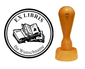 EX LIBRIS Stempel Siegel BÜCHER Buchstempel Namen Ø 40 mm exlibris Holzstempel ✔ - Bild 1 von 2
