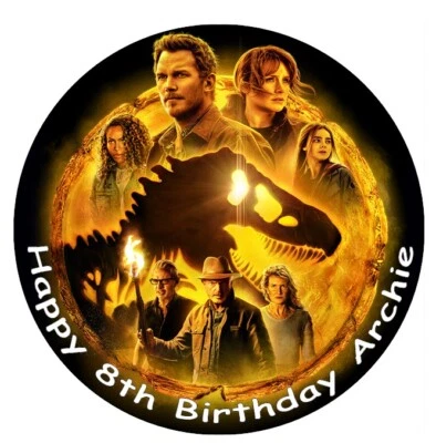 FRANKIES BAKERY "Papel de oblea comestible comestible para pastel personalizado comestible Jurassic World Dominion 7,5"