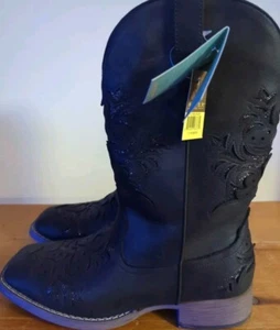 Roper Women's Kennedy Western Boot - Square Toe - Black Glitter New Boots - Picture 1 of 13