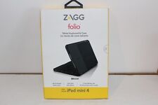 ZAGG Folio Case, Hinged with Backlit Bluetooth Keyboard for iPad Mini 4 - Black