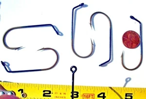 Gancho recubierto de teflón 25ct 60 grados pierna 5/0 JIG HOOKS ojo torneado lubina plantillas de pesca - Imagen 1 de 3