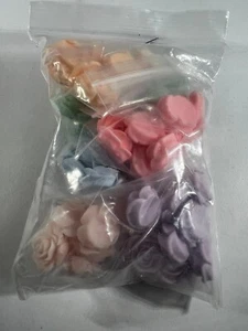 New Flower Rose Embellishments Flat Back Craft Scrap 60 Pcs Pastel 18x18 cm Pink - Picture 1 of 4