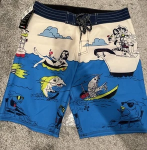 Quicksilver Mens Artist Series Print Board Shorts Girls Swim Trunk NEW Size 31 - Imagen 1 de 13