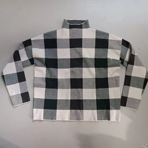 Tahari Womens Pullover Sweater Green Black Plaid Mock Neck Long Sleeve Size XL - Picture 1 of 8