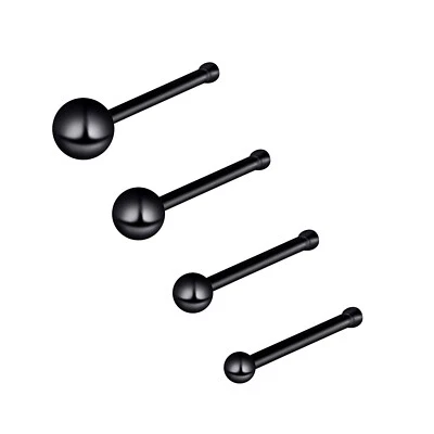4PCS Pin Shaped Nose Stud 20G Tiny Ball Surgical Steel Nose Ring Bone Studs Set - Image 1 of 4
