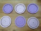 Handmade crochet drinks coasters, mats, set of 6 in lilac and mauve