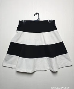 Elle A-Line Skirt Women's Small Black White Stretch Pull-On Modern Minimalist - Picture 1 of 11