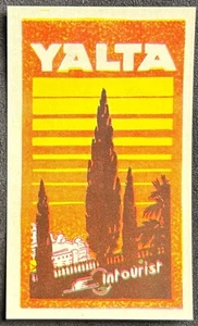 YALTA KRIM ~ POSTER STIL LANDSCHAFTLICHES GEPÄCK ETIKETT ~ INTOURIST RUSSLAND - Bild 1 von 2