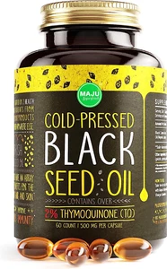 Maju's Cold Pressed Black Seed Oil Capsules - 2% Thymoquinone,100% Turkish Blend - Picture 1 of 12