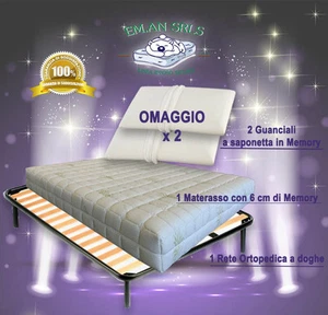 Materasso Matrimoniale Memory + Rete a doghe + 2 Guanciali Memory MIGLIOR PREZZO - Foto 1 di 9