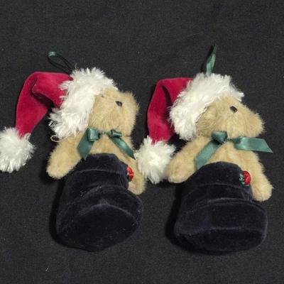 Набор из 2 винтажных плюшевых украшений Boyd's медведь в чулках  - Изображение 1 из 4