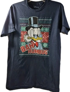 Nueva Camiseta Disney DuckTales Navidad Scrooge McDuck Bah Humbug Azul Talla Pequeña - Imagen 1 de 3
