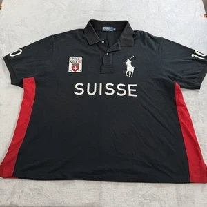 Polo Ralph Lauren Para Hombres 3XB Negro Rojo Suisse SUI Rugby Big Pony Suiza - Imagen 1 de 11