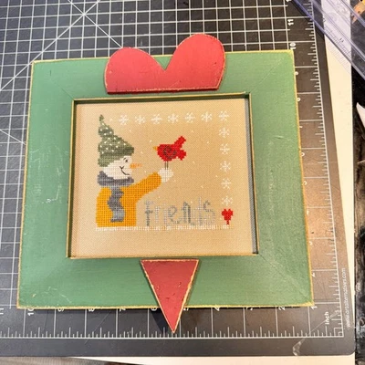 Muñeco de nieve enmarcado de colección amigos cardenales punto de cruz obras de arte decoración de vacaciones de invierno Foto 1 de 4