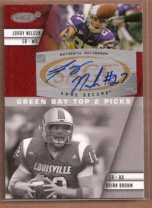 2008 SAGE Squared Autographs #A28A Jordy Nelson Auto Rc Brian Brohm  - Image 1 of 1
