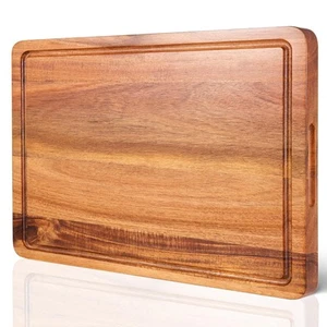 Acacia Wood Cutting Board for Kitchen Wood Chopping Board - with Juice Slot a - Picture 1 of 7