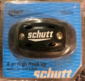 Schutt 4-PT High Hook Up Fußball Hard CUP Kinnriemen - Schwarz 4 Punkt JUGENDGRÖSSE - Bild 1 von 3