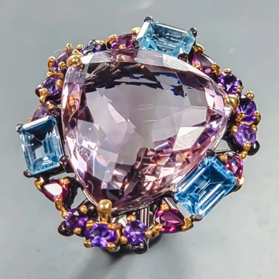 Joyería 30 ct+ Anillo Ametrino Natural Plata de Ley 925 Talla 9/R440350 Foto 1 de 4