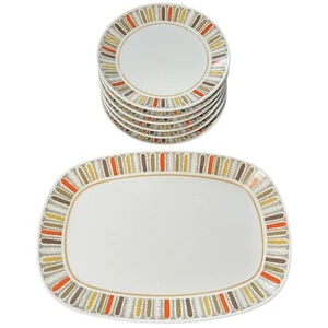 Noritake Progression Karneval 8" Salatteller (6) & 13" Ovale Platte (1) MCM - Bild 1 von 13
