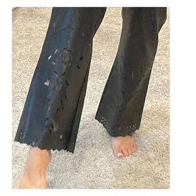 Sharagano Paris Black Faux Leather Cut Out Design Pants  - Image 1 of 4