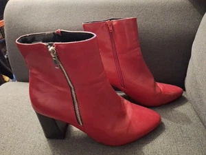 New Look Ladies/Women's Wide Fit Red Zipped Up Ankle Boot UK(8) EU(41) - Picture 1 of 5