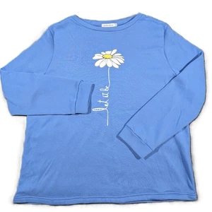 MISSLOOK Women's 3XL Sweatshirt Blue Daisy "Let It Be" Long Sleeve Pullover - Picture 1 of 7