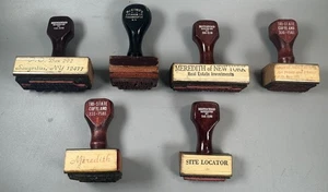 Konvolut 6 alte Stempel Holzgriffe Geschäft Werbung NY - Bild 1 von 12
