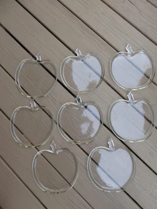 Menge 8 Hasel-Atlas Obstgarten Apfelform Klarglas Große Teller Vintage 50er Jahre - Bild 1 von 2