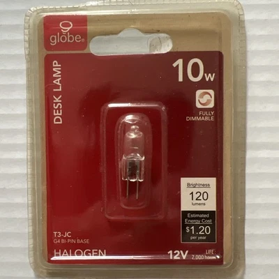Globe 10w 120 Lumens 12v T3-JC G4 Bi-Pin Base Desk Lamp Bulb - Image 1 of 3